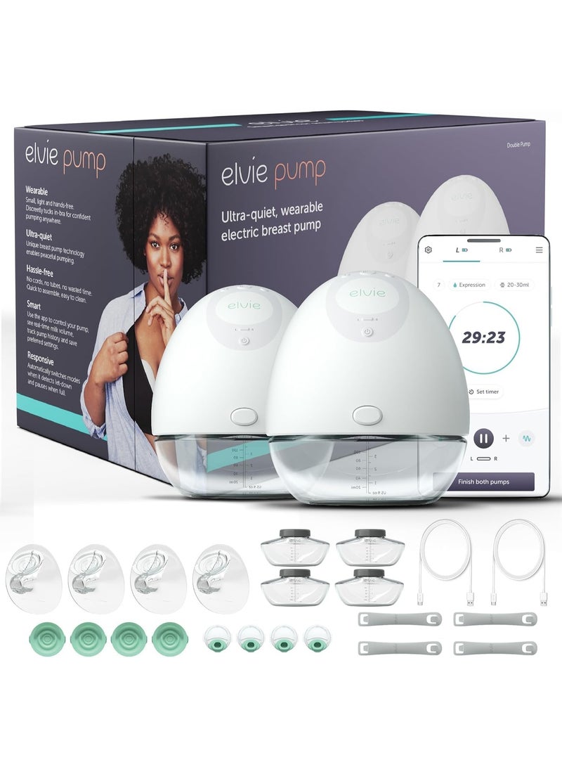 Elvie Breast Pump  Double, Wearable Breast Pump with App The Smallest, Quietest Electric Breast Pump  Portable Breast Pumps Hands Free & Discreet - 24mm/28mm Breast Shields Included - Image 1